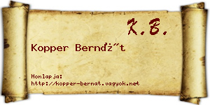 Kopper Bernát névjegykártya